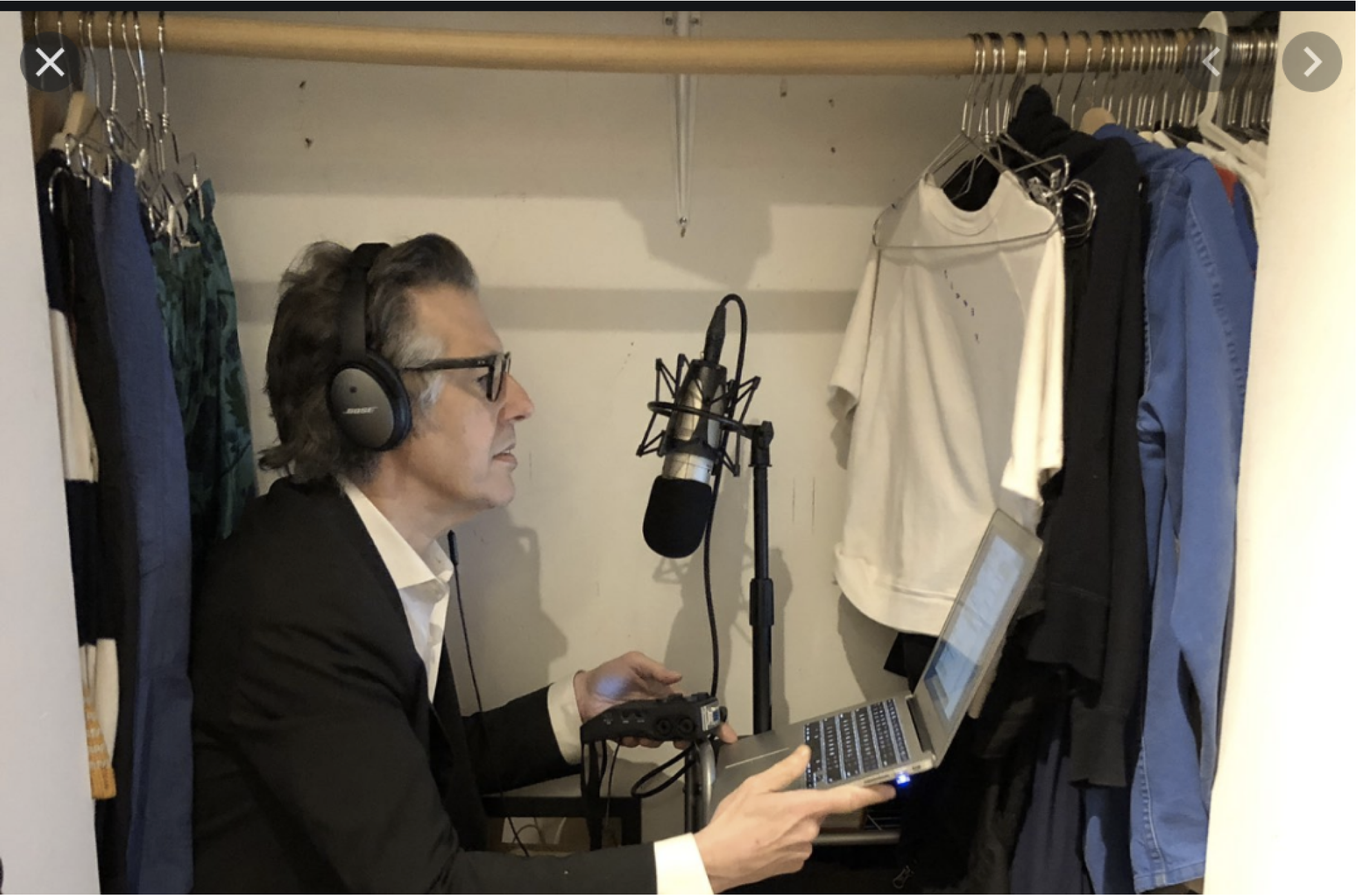 Ira Glass recording in closet